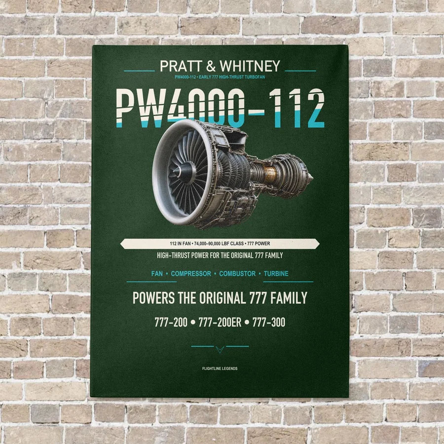 PW4000-112 vertical canvas print - no frame - dark green background