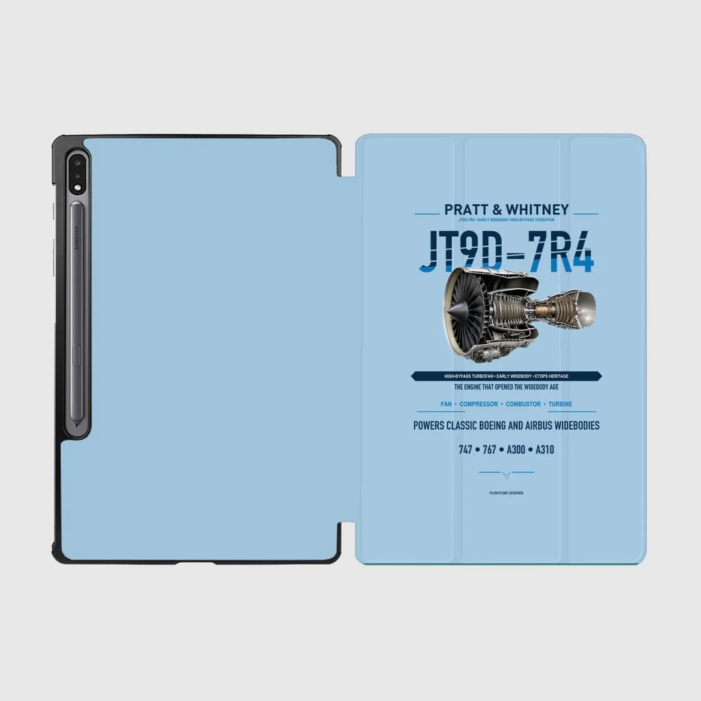 JT9D-7R4 design on light blue samsung tablet tablet case