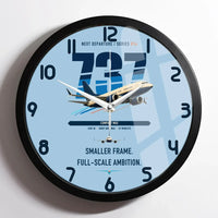 Thumbnail for Boeing 737 MAX 7 design on light blue framed wall clock