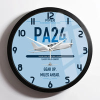 Thumbnail for Piper PA-24-250 Comanche 250 design on light blue framed wall clock