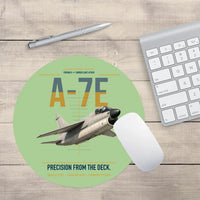 Thumbnail for A-7E Corsair II design on light green round mouse pad