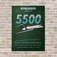 Thumbnail for Bombardier Global 5500 vertical canvas print - no frame - dark green background