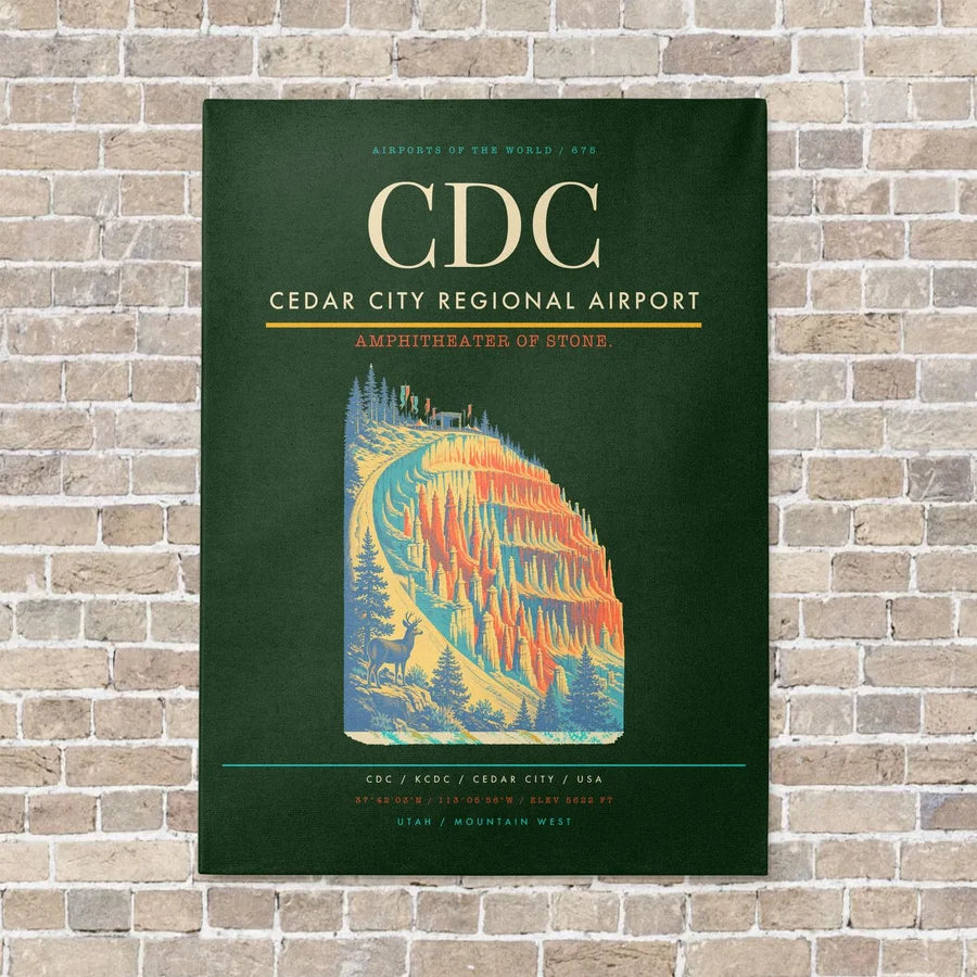 Cedar City Regional Airport CDC - Canvas No Frame - Dark Green