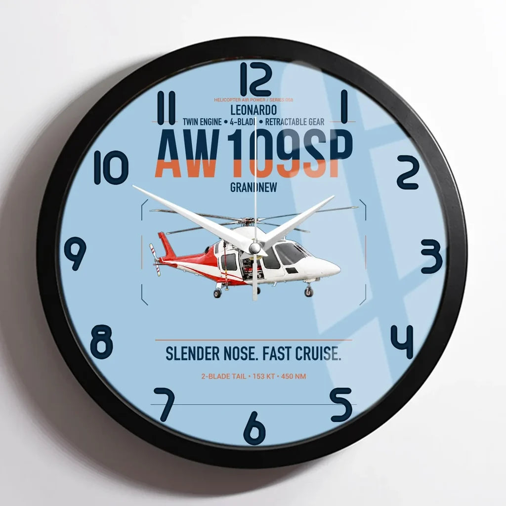 Leonardo AW109SP GrandNew design on light blue framed wall clock