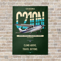 Thumbnail for Cessna T210N Centurion vertical canvas print - no frame - dark green background