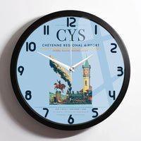 Thumbnail for Cheyenne Regional Airport (CYS) design on light blue framed wall clock