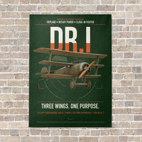 Thumbnail for Fokker Dr.I vertical canvas print - no frame - dark green background