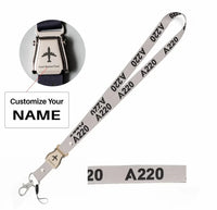 Thumbnail for Airbus A220 Flat Text seat belt lanyard - light gray with name