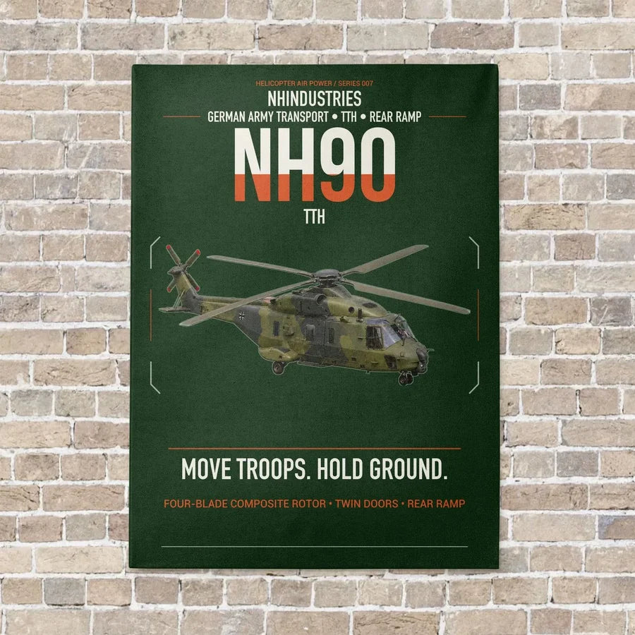 NHIndustries NH90 TTH vertical canvas print - no frame - dark green background