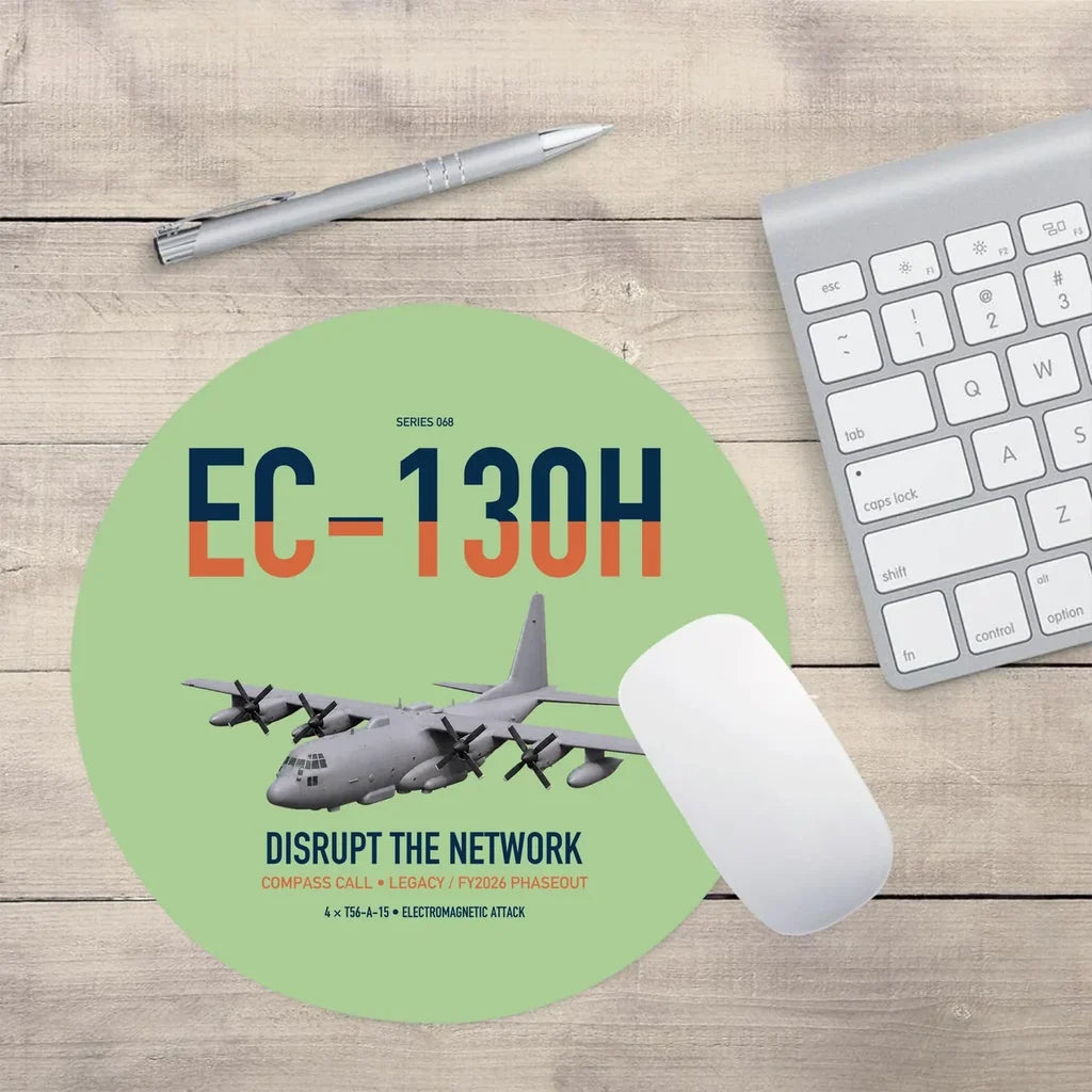 EC-130H Compass Call design on light green round mouse pad