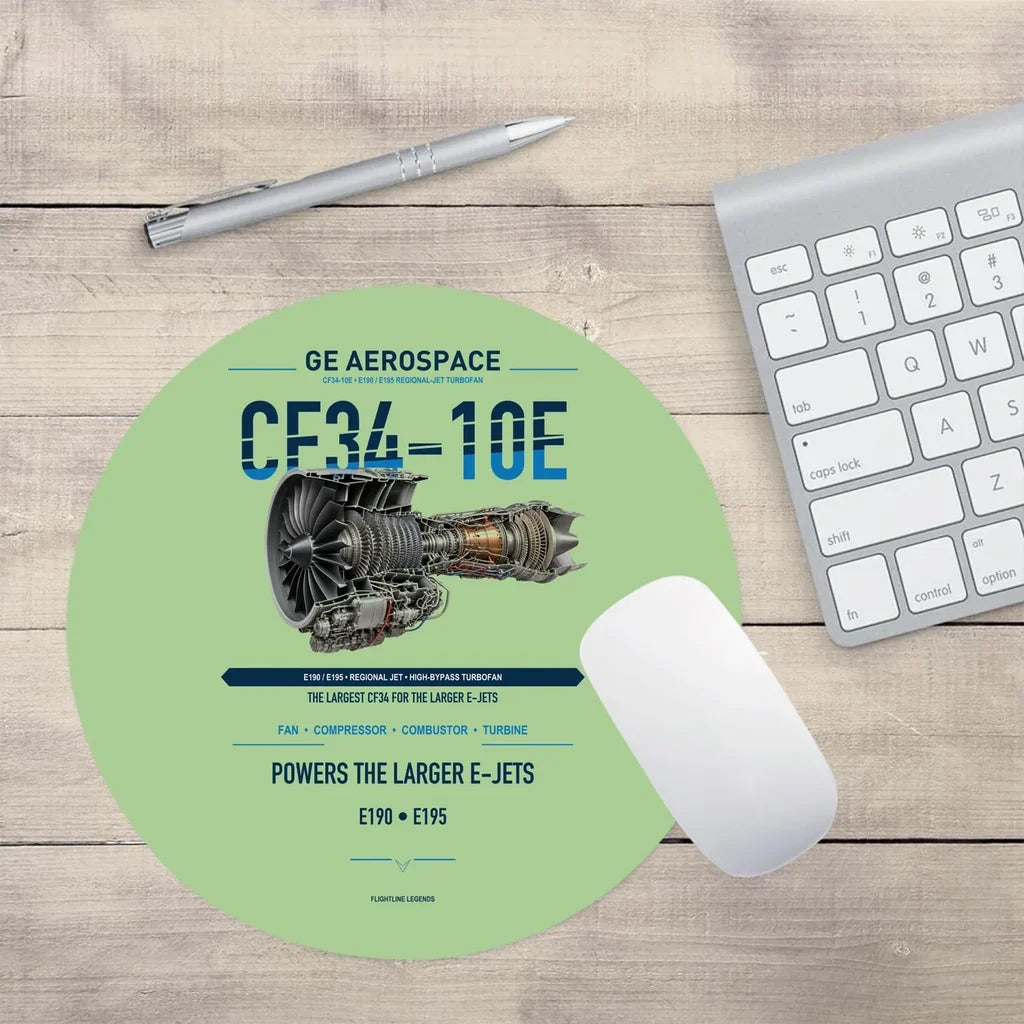 CF34-10E design on light green round mouse pad