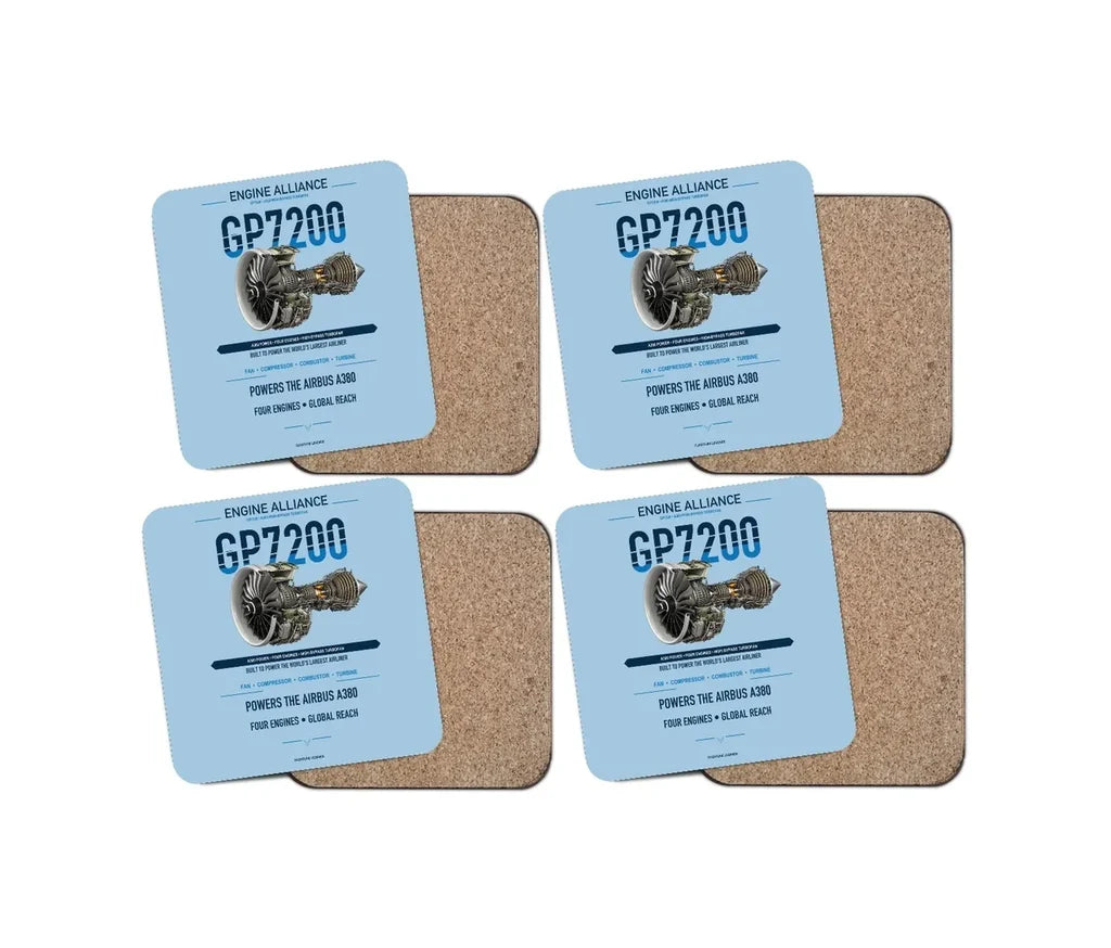 Embraer ERJ145 design on light blue 4 pieces set coaster
