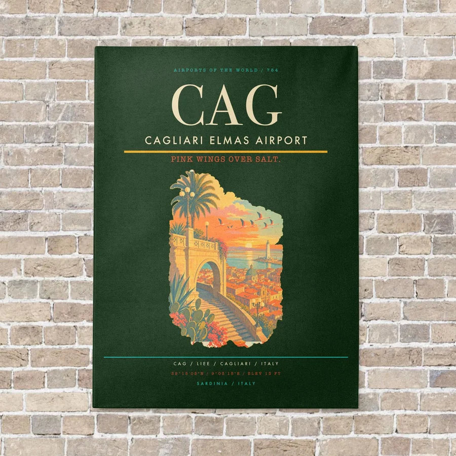 Cagliari Elmas Airport CAG - Canvas No Frame - Dark Green