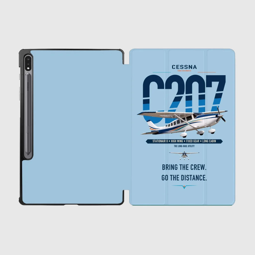 Cessna T207A Stationair 8 design on light blue samsung tablet tablet case