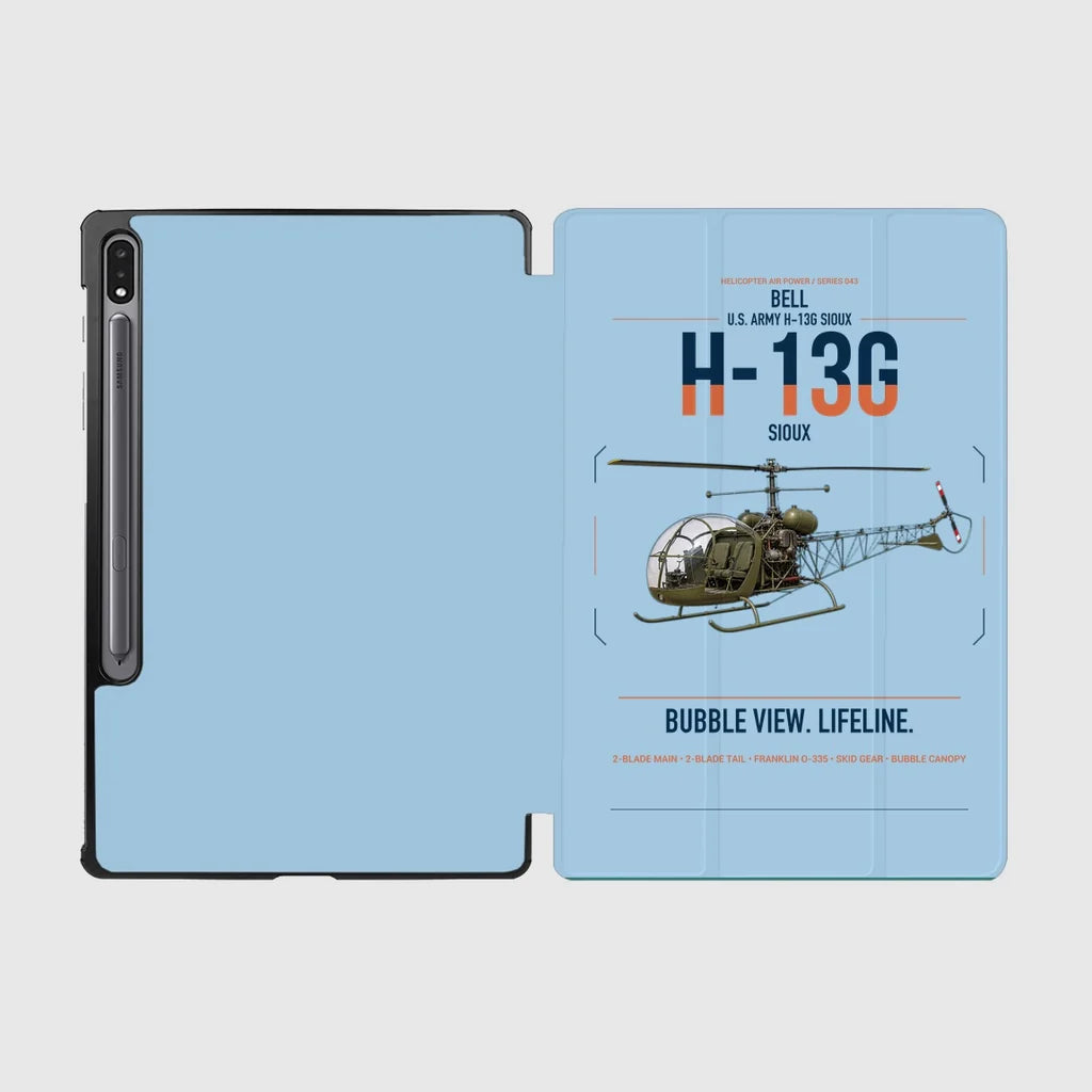 Bell H-13G Sioux design on light blue samsung tablet tablet case