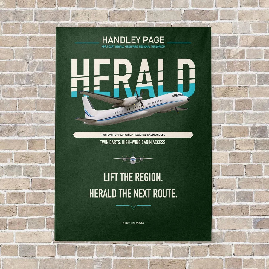 Handley Page HPR.7 Dart Herald vertical canvas print - no frame - dark green background