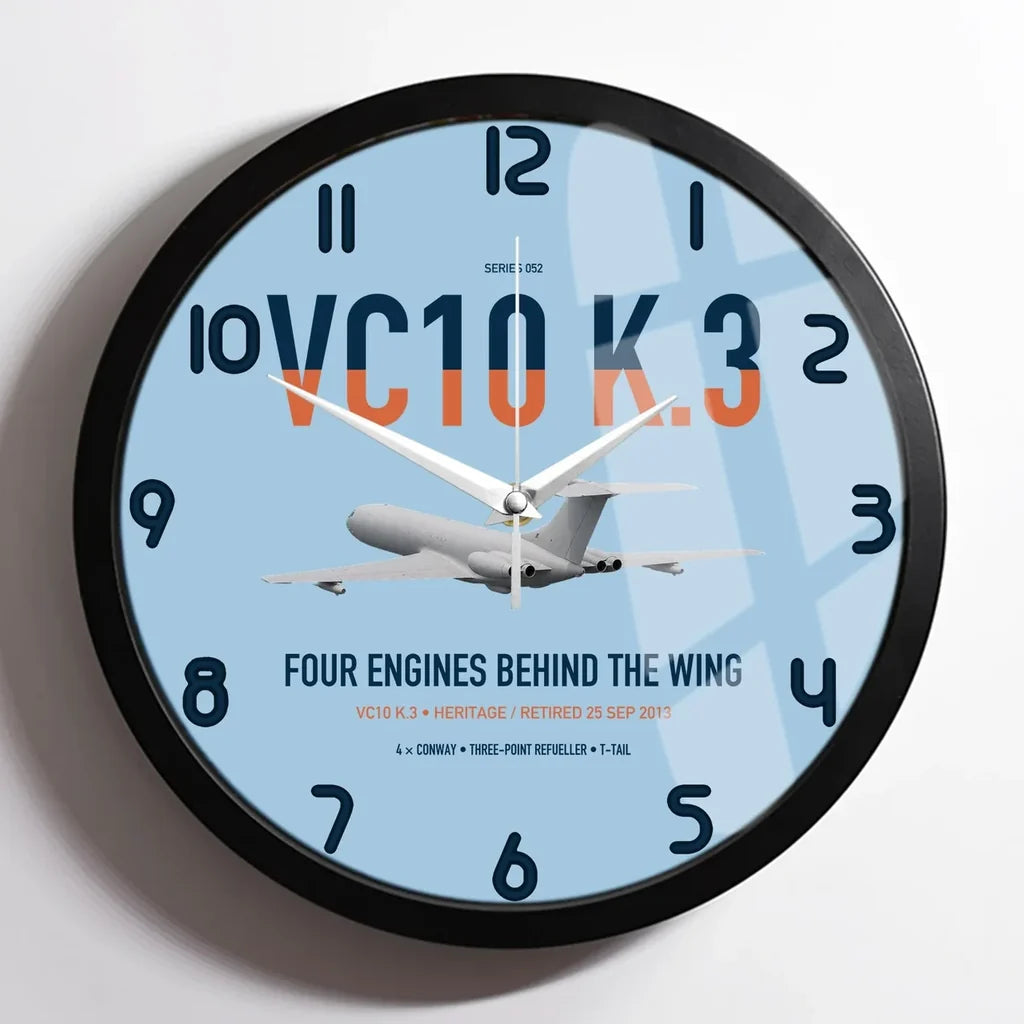 Vickers VC10 K.3 design on light blue framed wall clock