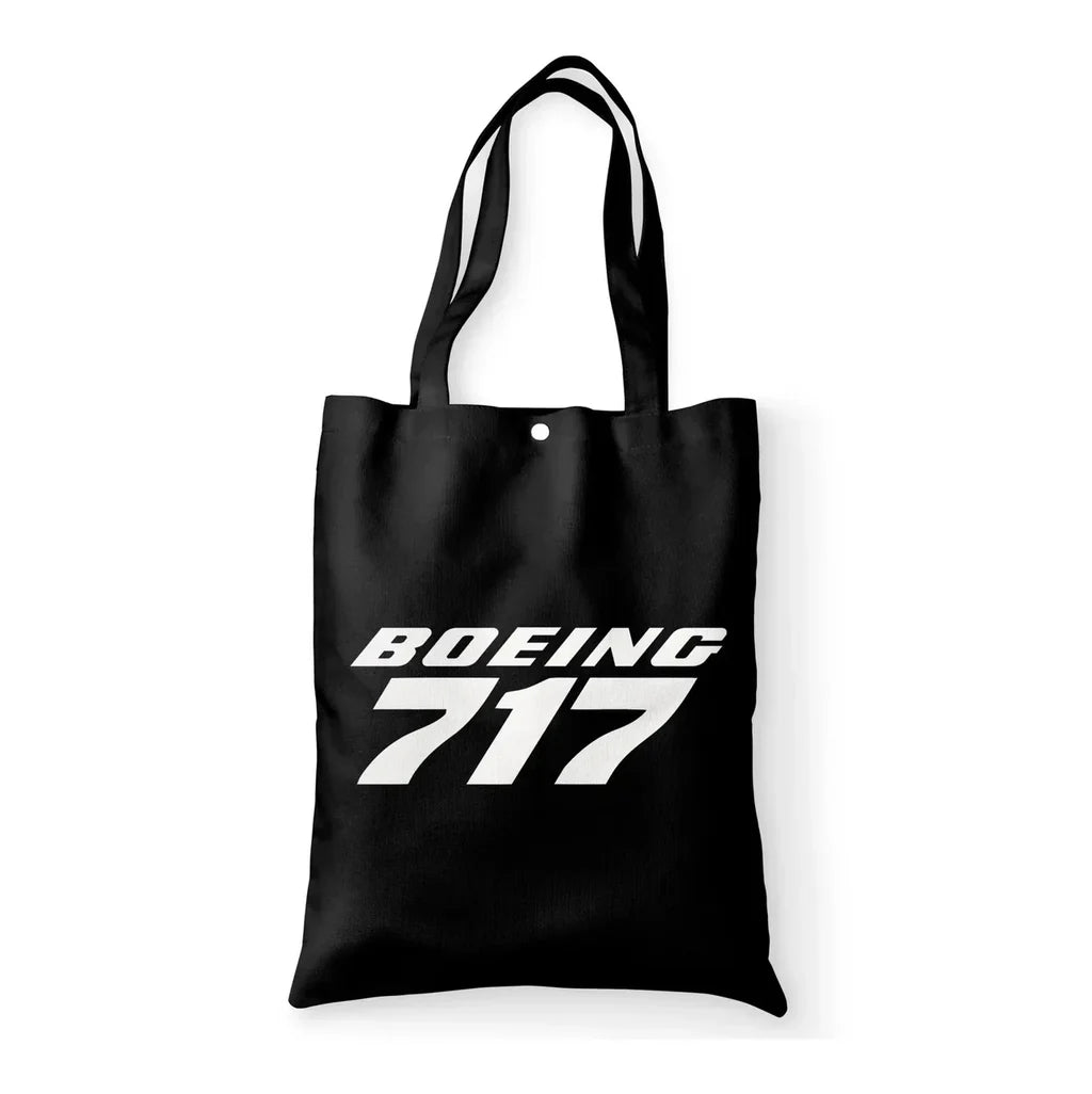 Boeing 717 & Text aviation print tote bag, canvas.