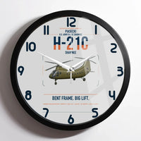 Thumbnail for Piasecki H-21C Shawnee design on light gray framed wall clock