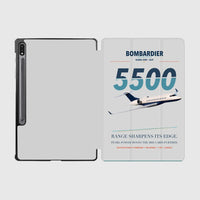 Thumbnail for Bombardier Global 5500 design on light gray samsung tablet tablet case