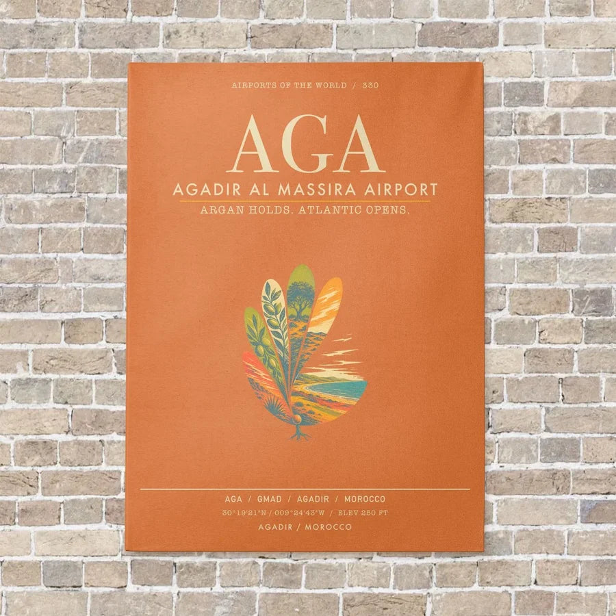 Agadir Al Massira Airport AGA - Canvas Framed - Orange
