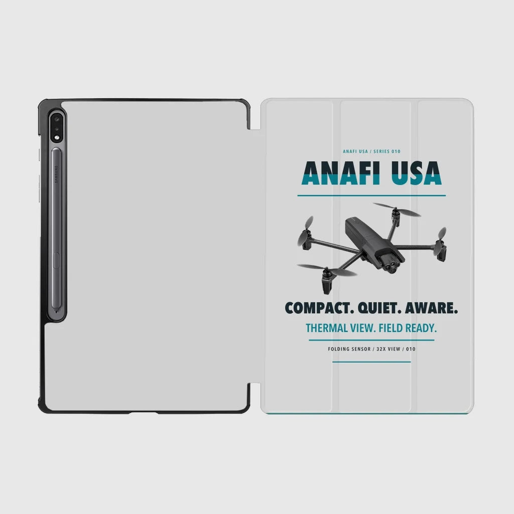 Parrot ANAFI USA design on light gray samsung tablet tablet case