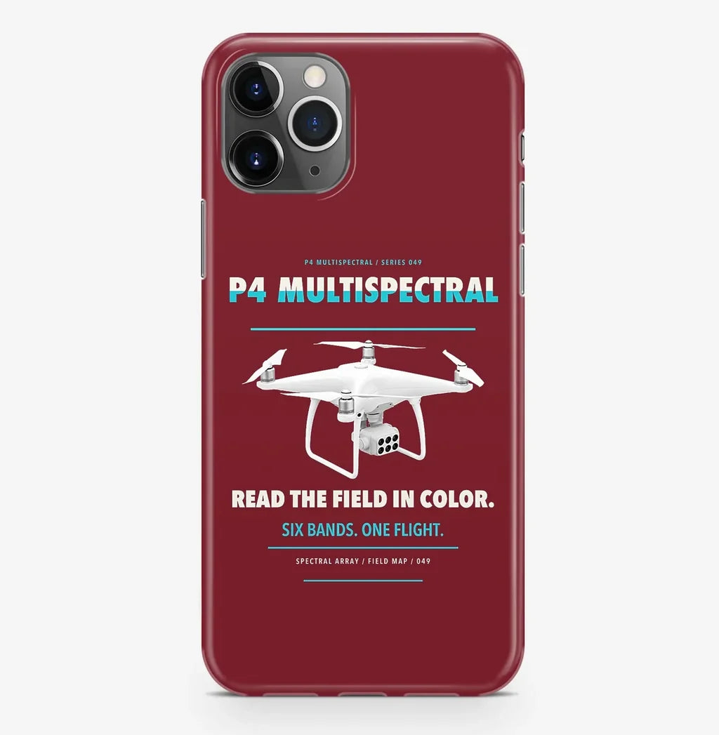 DJI P4 Multispectral Case ProMax design on dark red iphone case promax