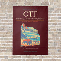 Thumbnail for Great Falls International Airport GTF vertical canvas print - no frame - dark red background