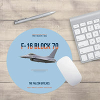 Thumbnail for F-16 Block 70 The Falcon Evolves design on light blue round mouse pad