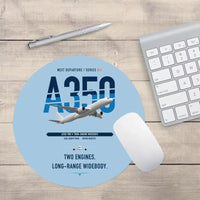 Thumbnail for Airbus A350-900 design on light blue round mouse pad