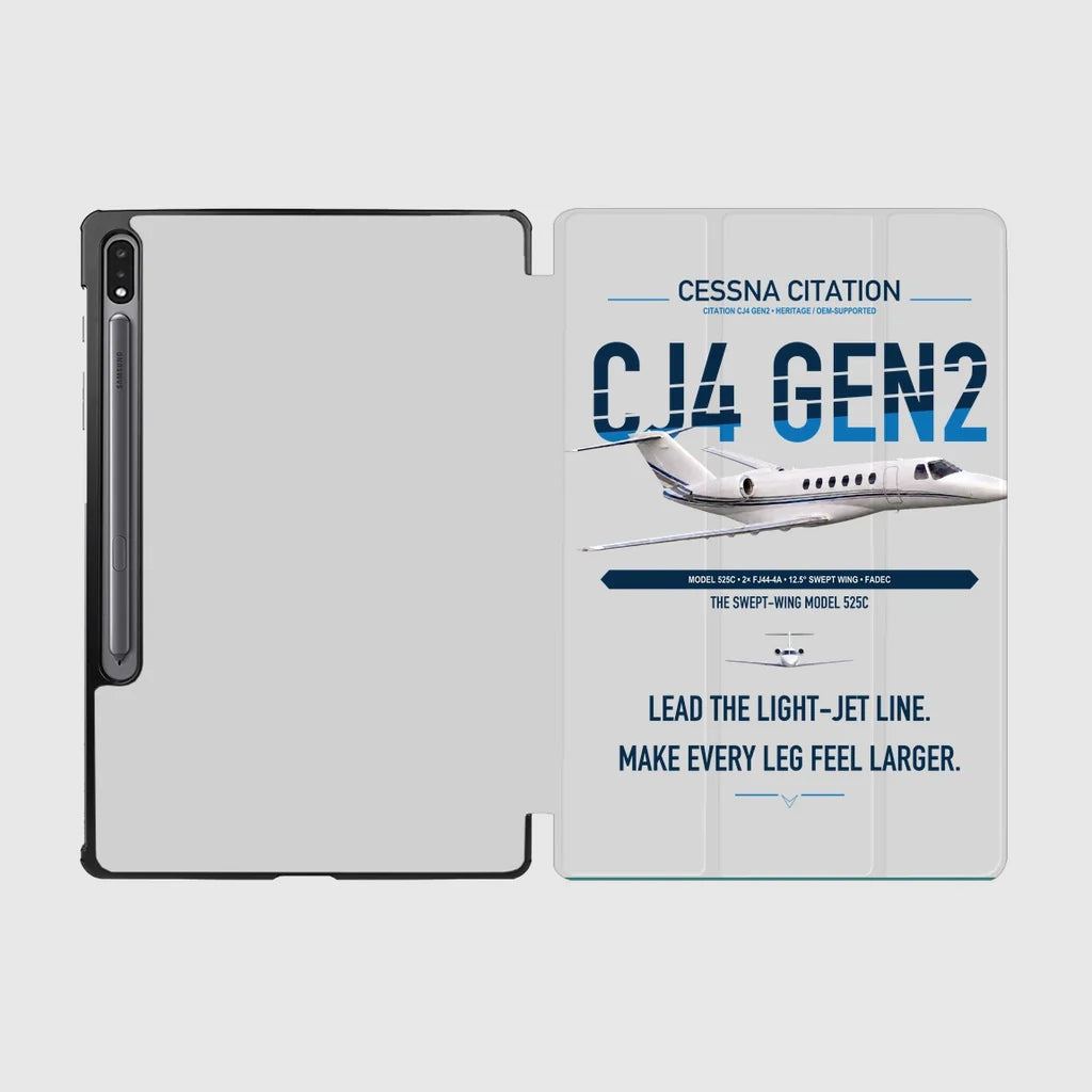 Cessna Citation CJ4 Gen2 design on light gray samsung tablet tablet case