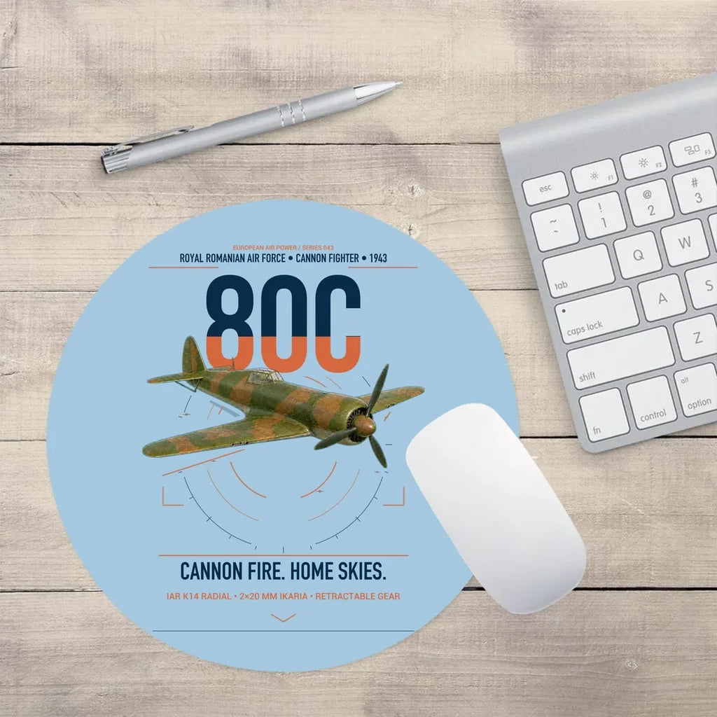IAR 80C design on light blue round mouse pad