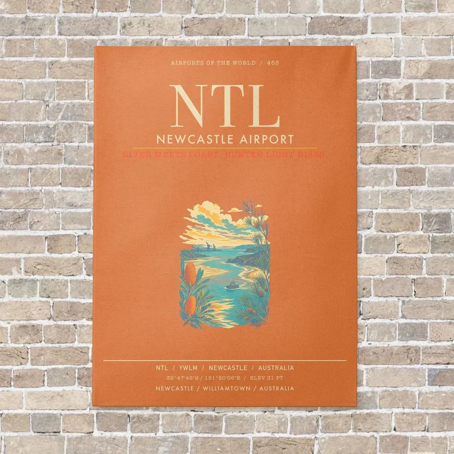 Newcastle Airport NTL - Canvas Framed - Orange