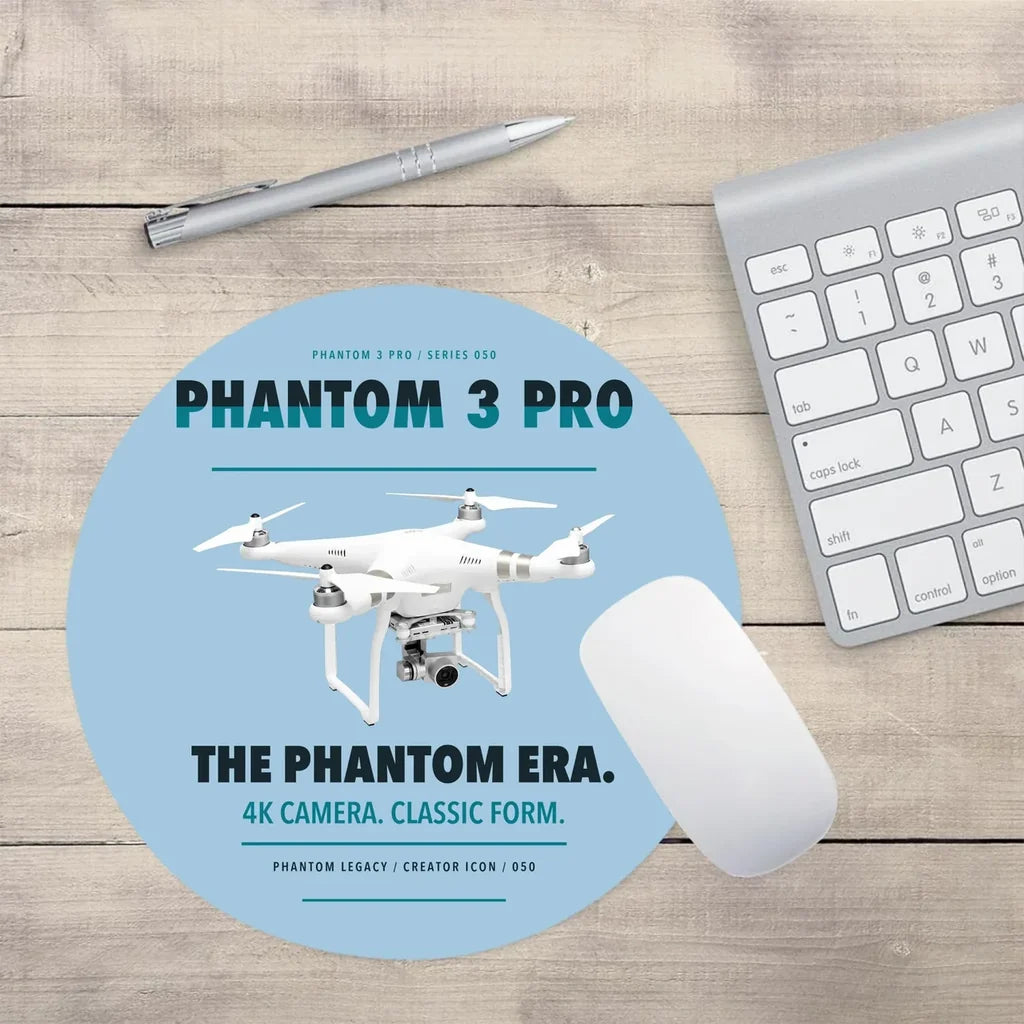 DJI Phantom 3 Professional design on light blue round mouse pad