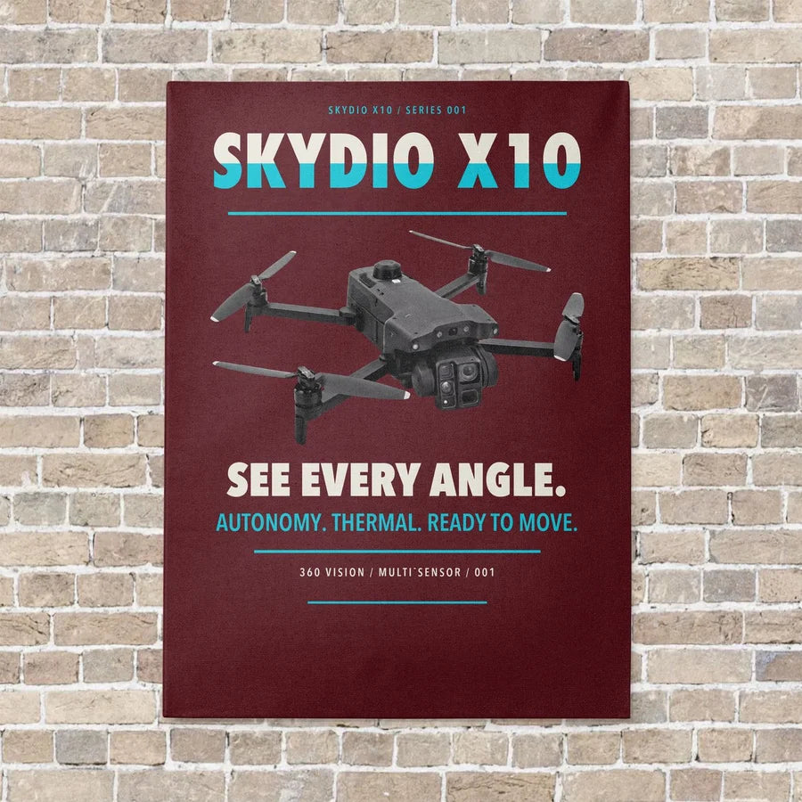 Skydio X10 vertical canvas print - no frame - dark red background