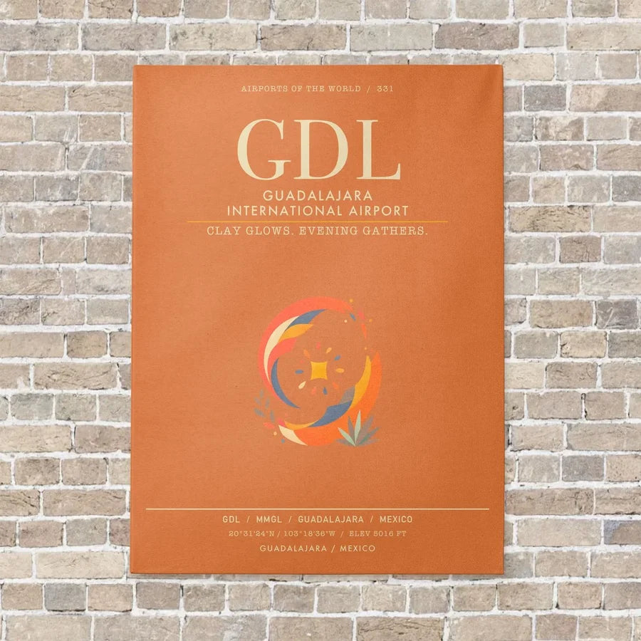 Guadalajara International Airport GDL - Canvas Framed - Orange