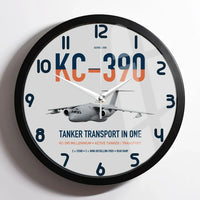Thumbnail for Embraer KC-390 Millennium design on light gray framed wall clock