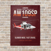 Thumbnail for Leonardo AW109SP GrandNew vertical canvas print - no frame - dark red background