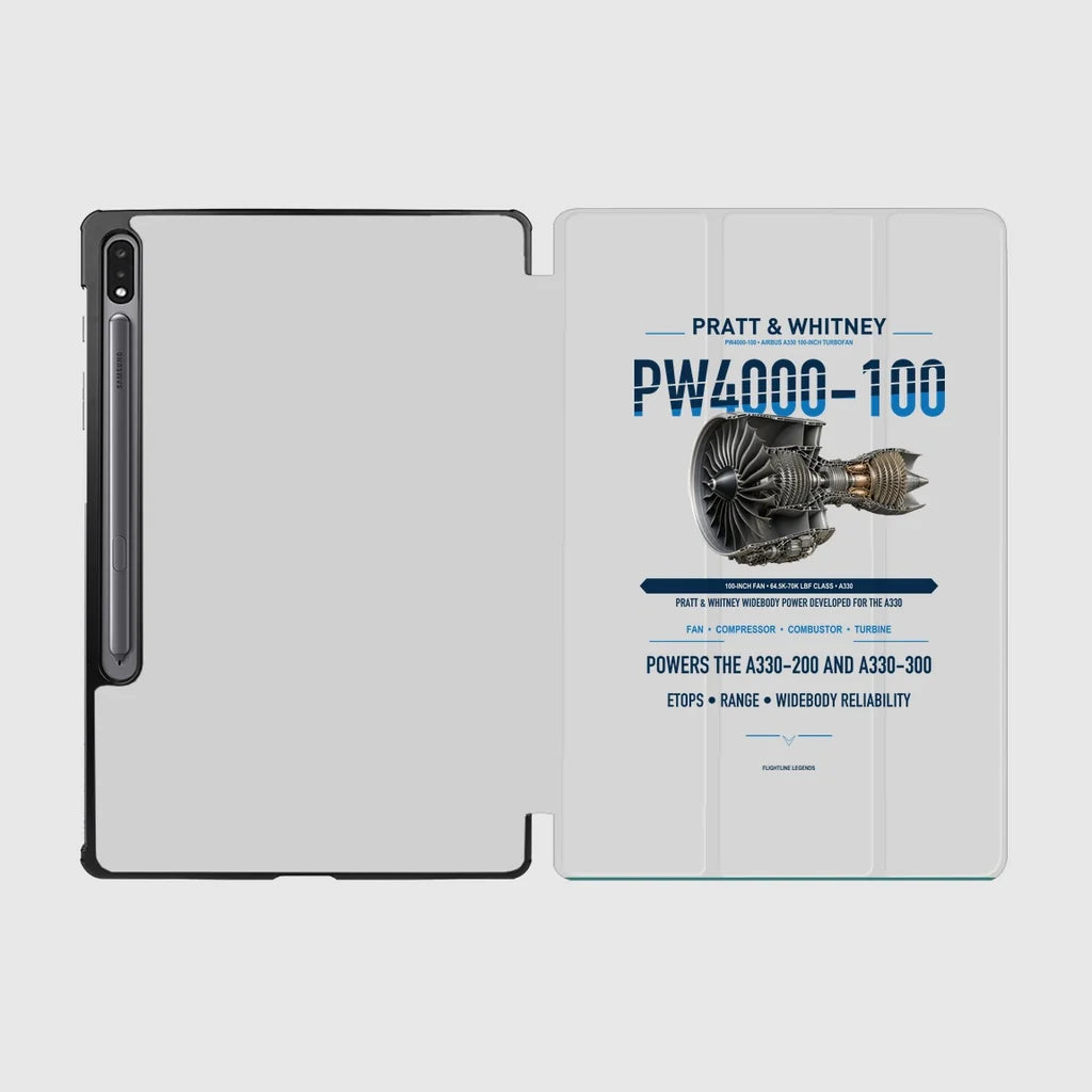PW4000-100 design on light gray samsung tablet tablet case