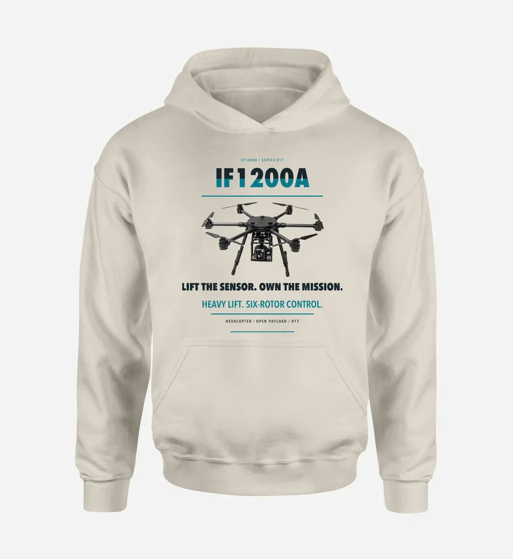 Inspired Flight IF1200A design on khaki hoodie single side