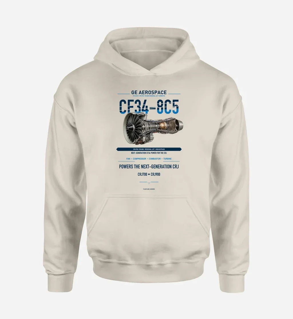 CF34-8C5 design on khaki hoodie single side