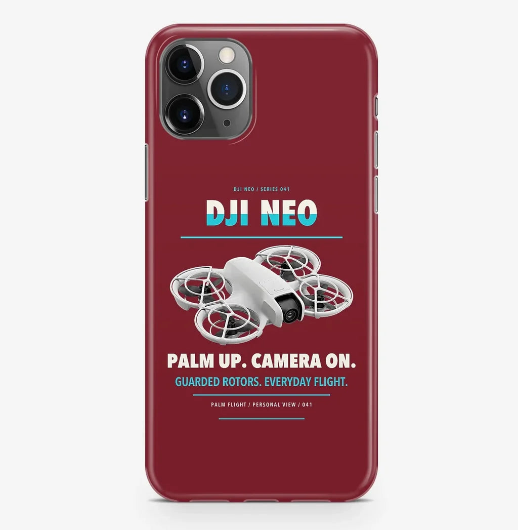 DJI Neo Case ProMax design on dark red iphone case promax