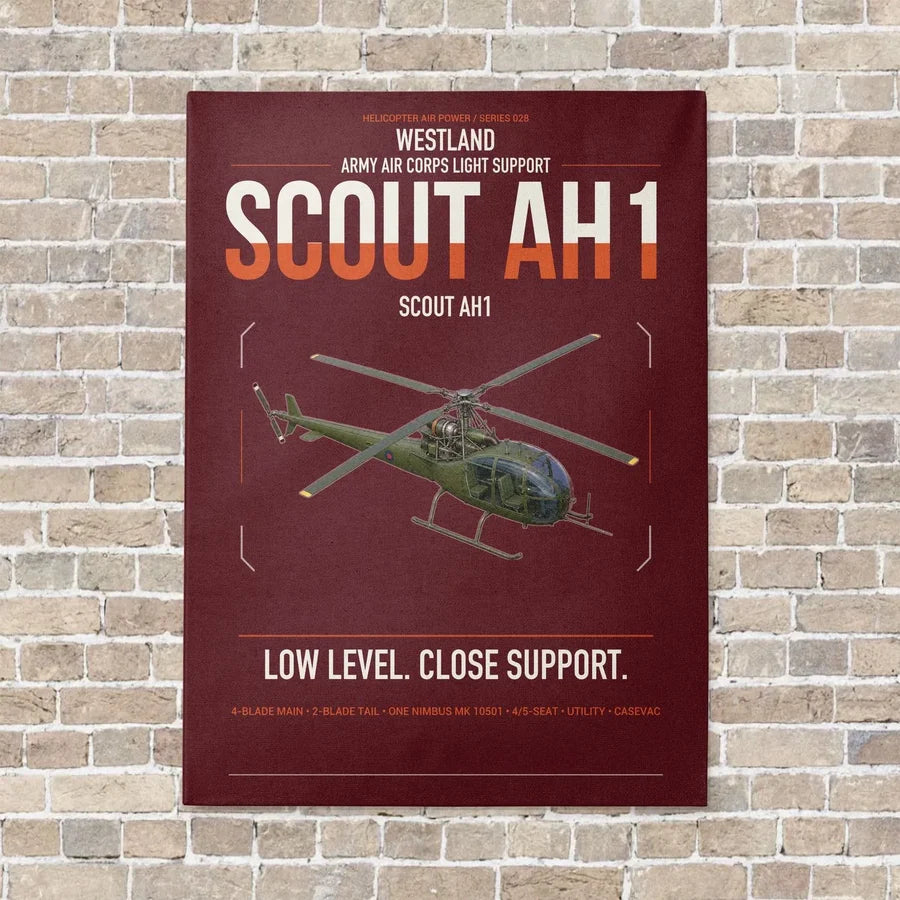 Westland Scout AH1 vertical canvas print - no frame - dark red background
