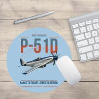 Thumbnail for P-51D Mustang design on light blue round mouse pad