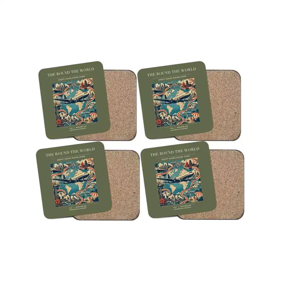 The Round The World - Designed Coasters design on green army 4-pieces-set
