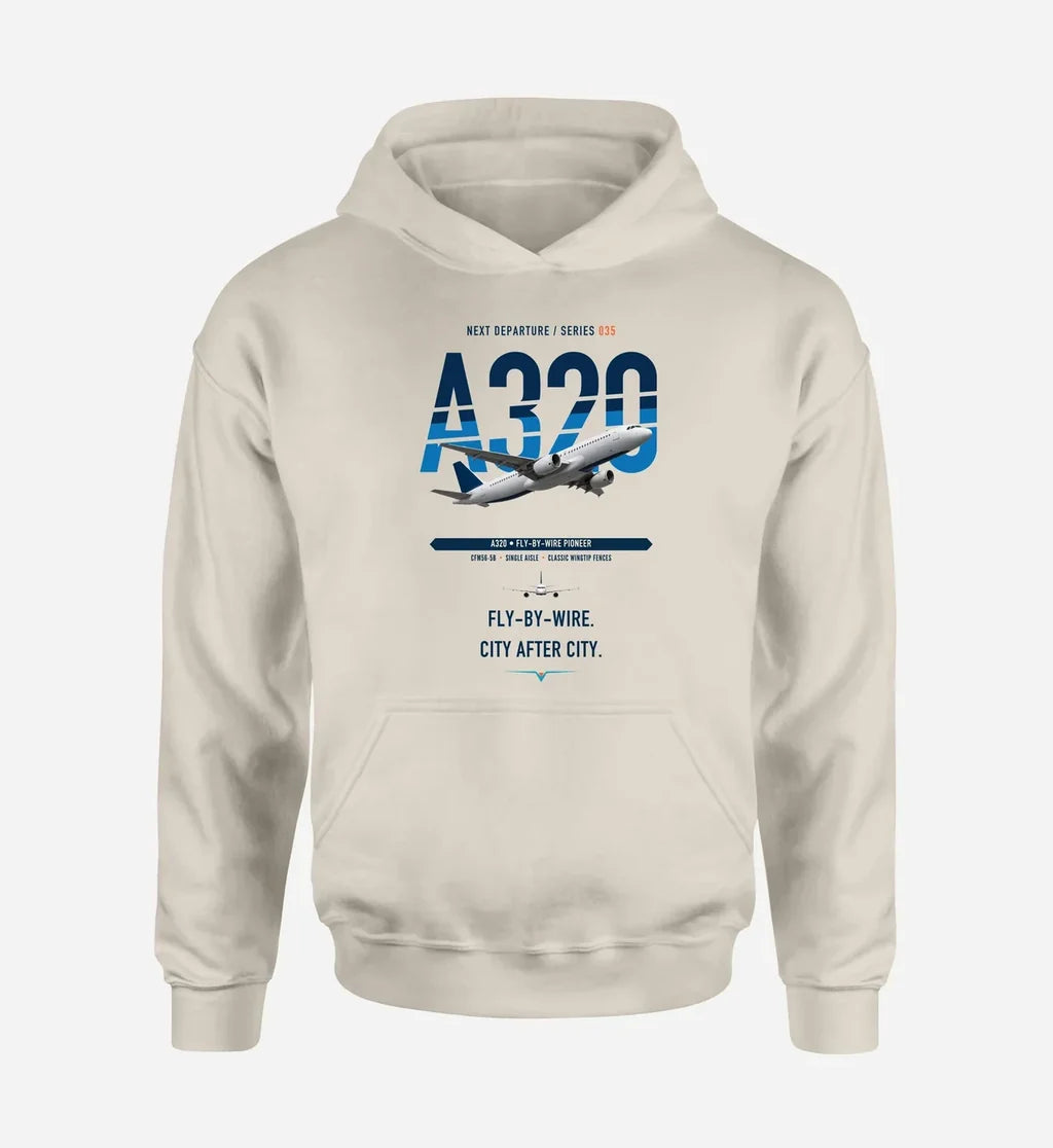 Airbus A320 design on khaki double-side hoodie