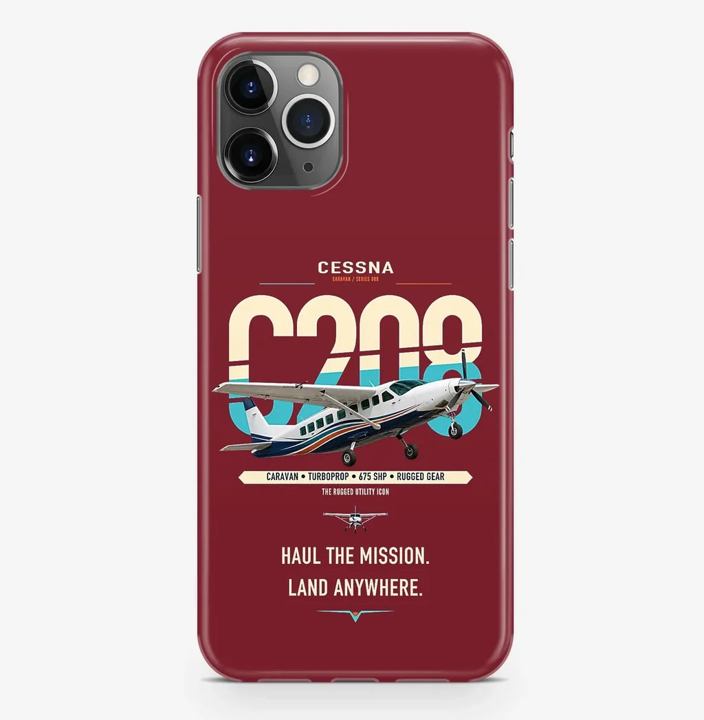 Cessna 208 Caravan design on dark red magsafe iphone case, for iPhone Pro Max