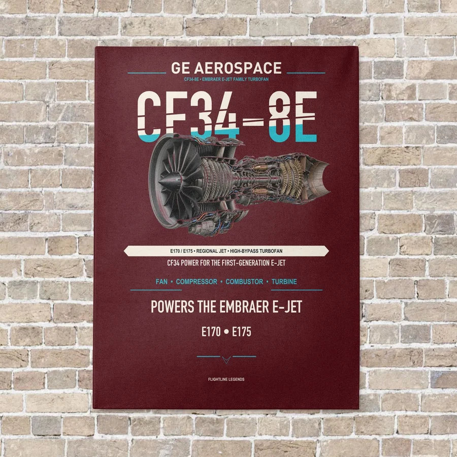 CF34-8E vertical canvas print - no frame - dark red background