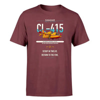 Thumbnail for Canadair CL-415 design on dark red t-shirt, single-side print