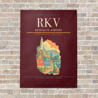 Thumbnail for Reykjavík Airport RKV vertical canvas print - no frame - dark red background